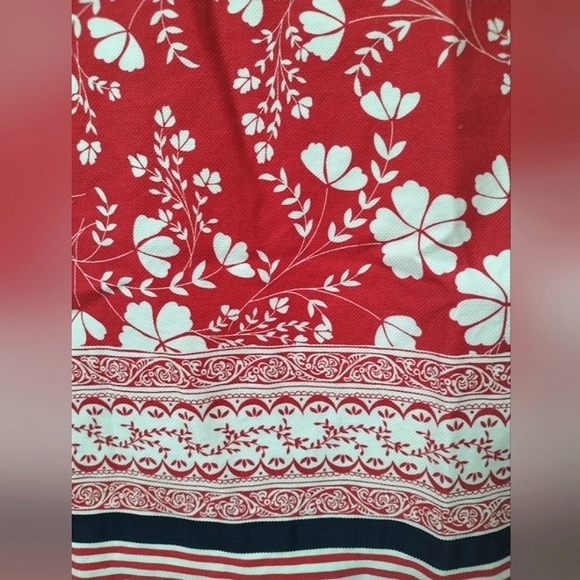 Ann Taylor Loft Floral Striped,Red White Black - Picture 5 of 13